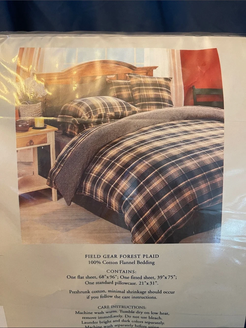 Field Gear Home Collection Twin Flannel Sheet Set - Brown Plaid